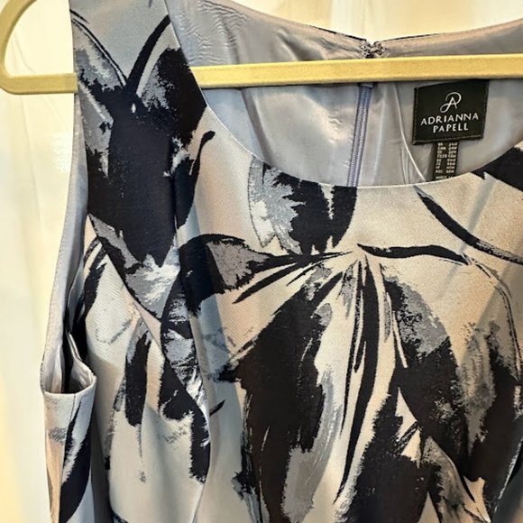 Adrianna Papell NWT High Low Floral Dress / Gown Navy / Light Blue 24W Plus - Picture 4 of 7